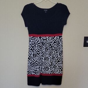 Enfocus Studio Black and White Dress with Red Trim